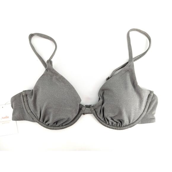 Andie Swim Sicily Underwire Bikini Top in Shimmery Silver Gray - Picture 7 of 10
